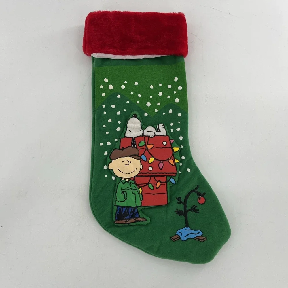 Vintage Felt Kurt Adler Christmas Stocking Peanuts Charlie Brown Snoopy Applique